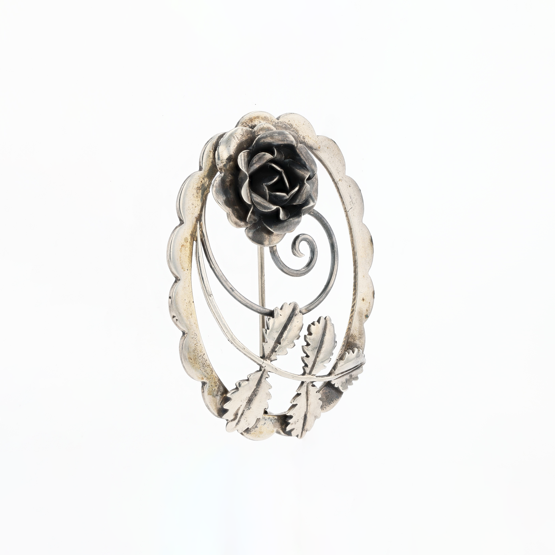 925 Silver Rose Brooch